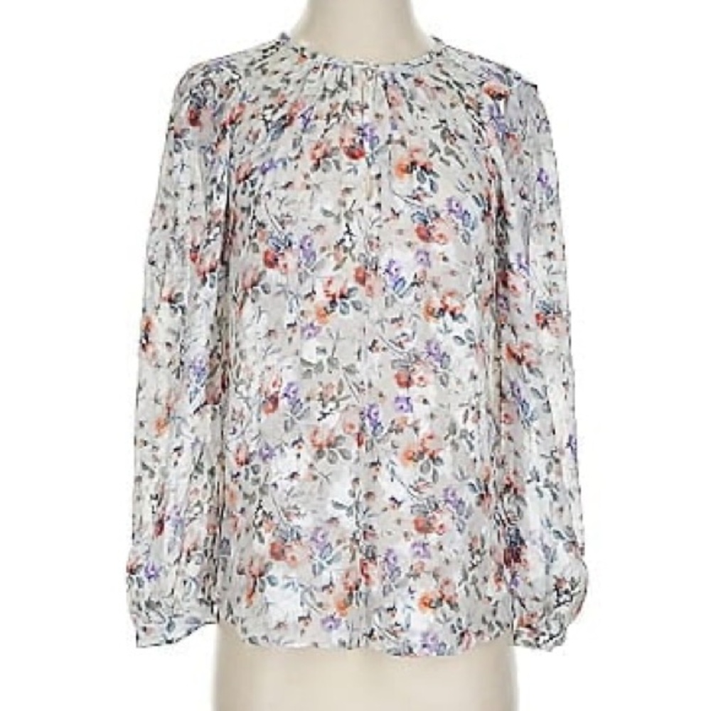 Rebecca Taylor Silk/Viscose Long Sleeve Floral Blouse Size 8